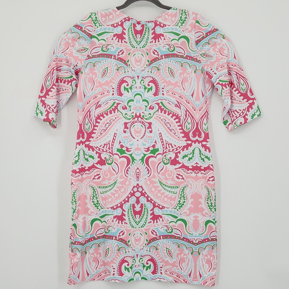 Knee Length Paisley Pink Green White Crochet Trim V Neck Barbie Challenger Core - Picture 4 of 14
